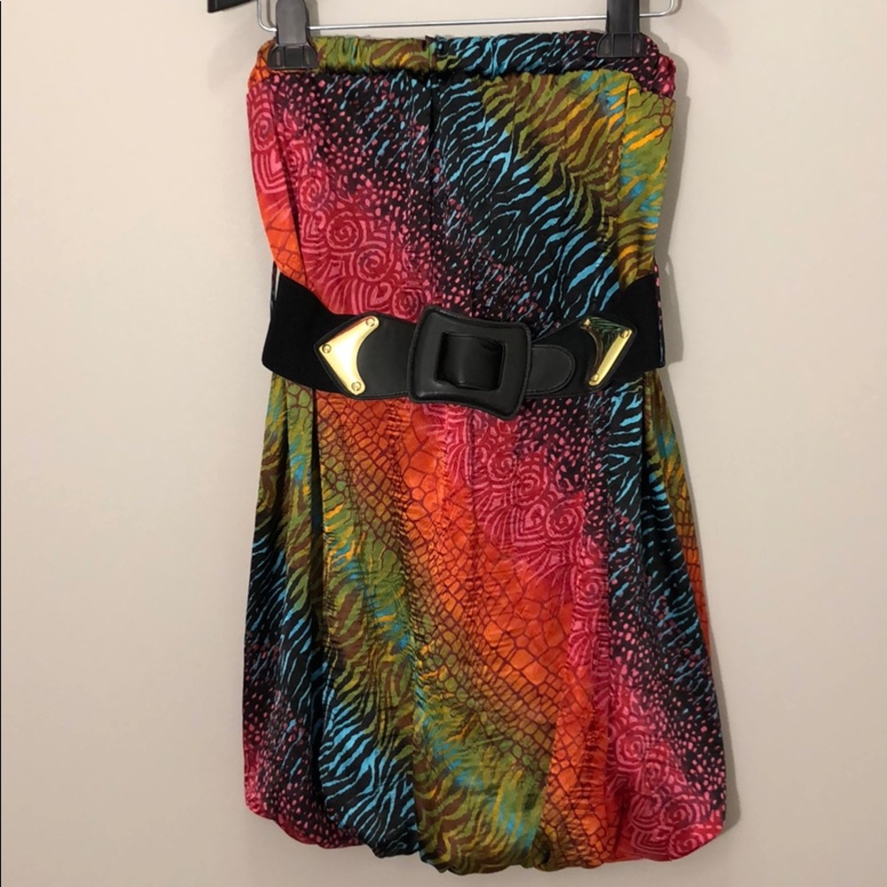 Strapless Vibrant print dress